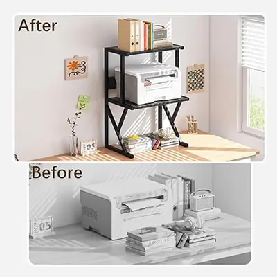 3 Tier Printer Stand | Desktop Storage Rack | Wooden Printer Table | Office Organizer Shelf | Computer Desk Storage Rack | Home & Office Furniture thumbnail 7