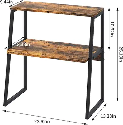 Microwave Oven Stand with Storage Shelf | 2 Tier Kitchen Organizer Rack | Countertop Storage Shelf | Coffee Bar Station | Home Kitchen Furniture