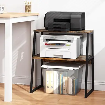 Microwave Oven Stand with Storage Shelf | 2 Tier Kitchen Organizer Rack | Countertop Storage Shelf | Coffee Bar Station | Home Kitchen Furniture thumbnail 2