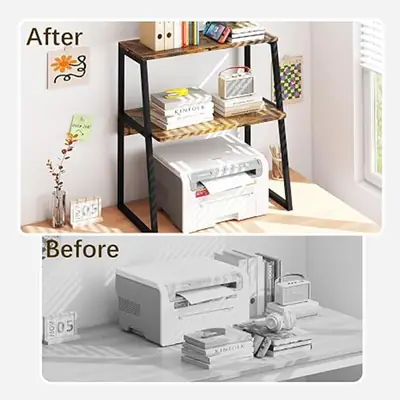 Microwave Oven Stand with Storage Shelf | 2 Tier Kitchen Organizer Rack | Countertop Storage Shelf | Coffee Bar Station | Home Kitchen Furniture thumbnail 4