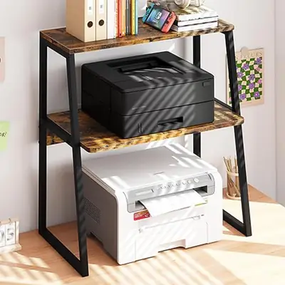 Microwave Oven Stand with Storage Shelf | 2 Tier Kitchen Organizer Rack | Countertop Storage Shelf | Coffee Bar Station | Home Kitchen Furniture thumbnail 7