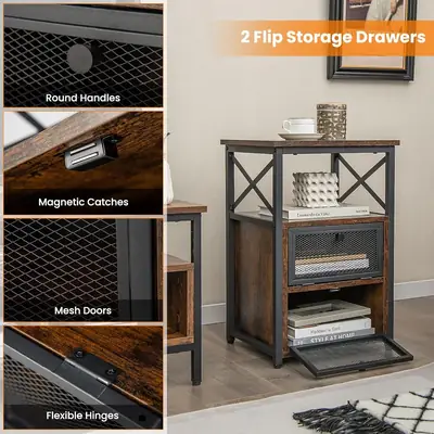 Coffee Table Wood And Iron Brown thumbnail 2