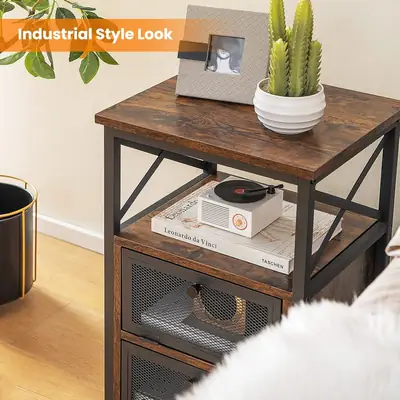 Coffee Table Wood And Iron Brown thumbnail 3