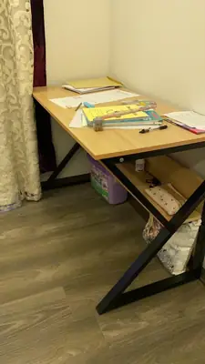 Study Table with Storage Shelf | Computer Desk | Wooden Office Table | Laptop Desk | Writing Desk | Modern Metal Frame Home Office Table