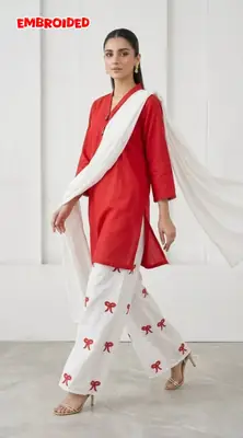 3 Pcs Women's Stitched Cotton Lawn Embroidered Suit thumbnail 4