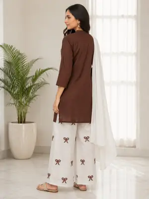 3 Pcs Women's Stitched Cotton Lawn Embroidered Suit viral Tie Design thumbnail 4