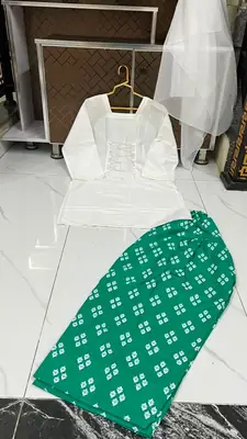 3 Pcs Women's Stitched Cotton Lawn Printed Suit with Fitingable back straps thumbnail 2