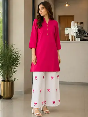 2 Pcs Women's Stitched Lawn Shirt And Embroidered Trouser Viral Tile Design