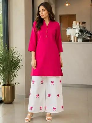 2 Pcs Women's Stitched Lawn Shirt And Embroidered Trouser Viral Tile Design thumbnail 4