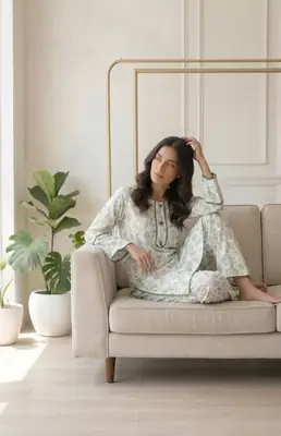 2 Pcs Women's Stitched Lawn Printed Shirt And Trouser  Independence day thumbnail 2