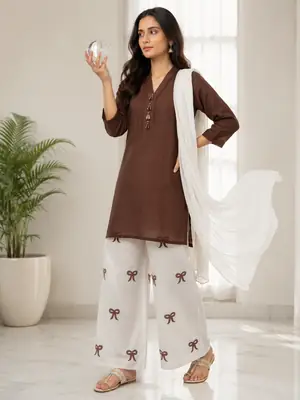 3 Pcs Women's Stitched Cotton Lawn Embroidered Suit cross work 