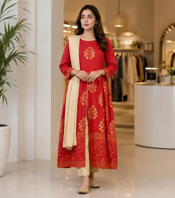 3 Pcs Women's Stitched Cotton Lawn Printed Suit