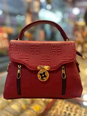 Girl's Faux Leather Textured Hand Bag - 1 Pc