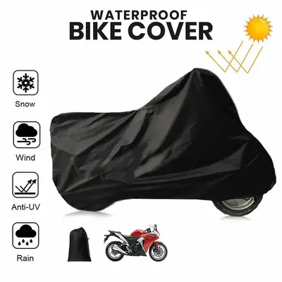 Universal Waterproof Motorcycle Cover | Dustproof UV Resistant Bike Cover for All Motorcycles | Black