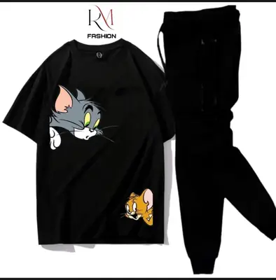 2 Pcs Men's Cotton Printed Track Suit thumbnail 2