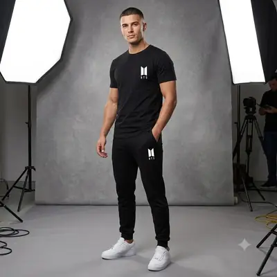2 Pcs Men's Cotton Printed Track Suit