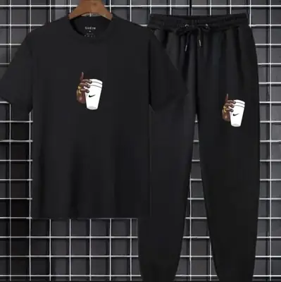 2 Pcs Men's Cotton Printed Track Suit thumbnail 2