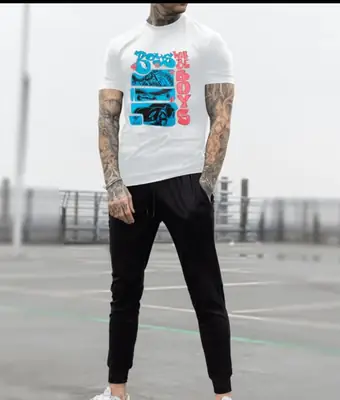 2 Pcs Men's Cotton Printed Track Suit