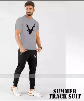 2 Pcs Men's Cotton Printed Track Suit
