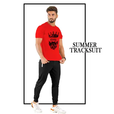 2 Pcs Men's Cotton Printed Track Suit