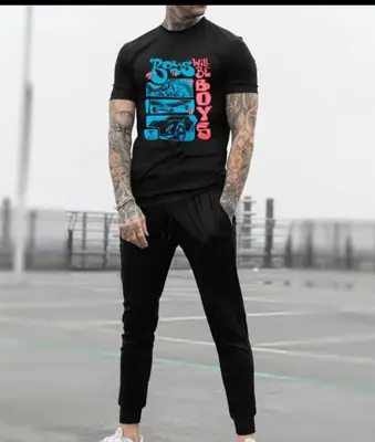 2 Pcs Men's Cotton Printed Track Suit