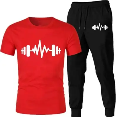 2 Pcs Men's Cotton Printed Track Suit