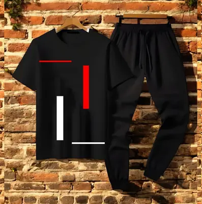 2 Pcs Men's Cotton Printed Track Suit