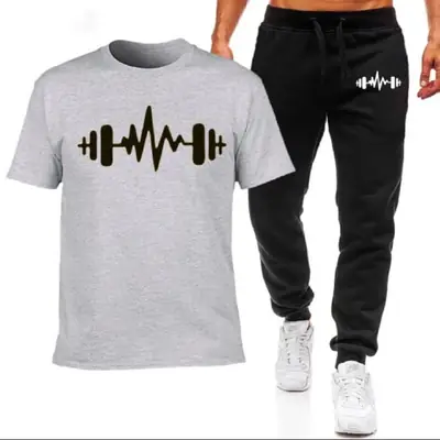 2 Pcs Men's Cotton Printed Track Suit