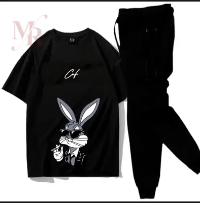 2 Pcs Men's Cotton Printed Track Suit