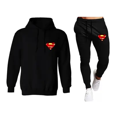 2 Pcs Men's Fleece Printed Hoodie Track Suit