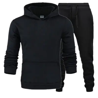 2 Pcs Men's Fleece Printed Hoodie Track Suit