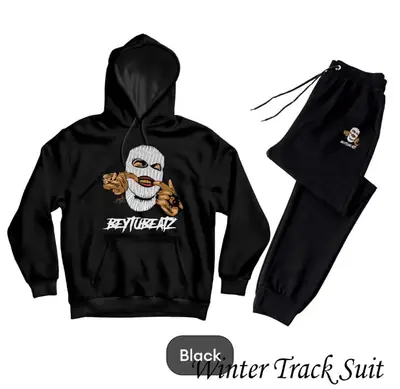 2 Pcs Men's Fleece Printed Hoodie Track Suit