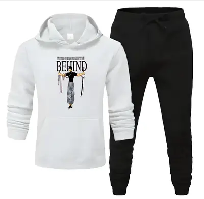 2 Pcs Men's Fleece Printed Hoodie Track Suit