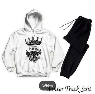 2 Pcs Men's Fleece Printed Hoodie Track Suit