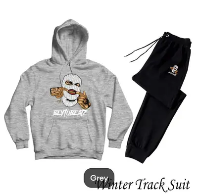 2 Pcs Men's Fleece Printed Hoodie Track Suit