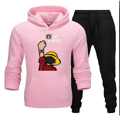 2 Pcs Men's Fleece Printed Hoodie Track Suit