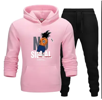 2 Pcs Men's Fleece Printed Hoodie Track Suit