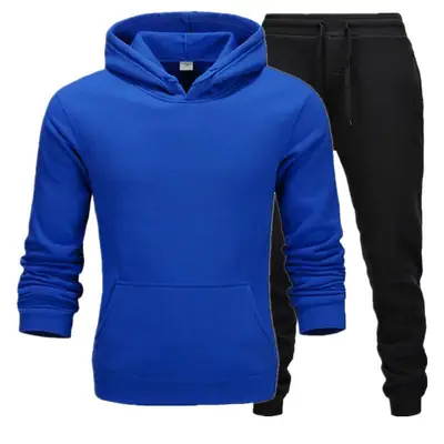 2 Pcs Men's Fleece Printed Hoodie Track Suit