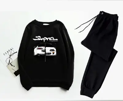 2 Pcs Men's Fleece Printed Sweatshirt Track Suit