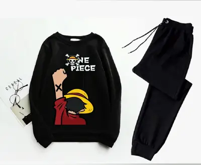 2 Pcs Men's Fleece Printed Sweatshirt Track Suit