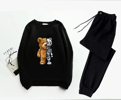 2 Pcs Men's Fleece Printed Sweatshirt Track Suit