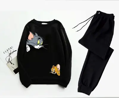 2 Pcs Men's Fleece Printed Sweatshirt Track Suit