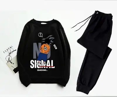 2 Pcs Men's Fleece Printed Sweatshirt Track Suit