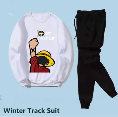 2 Pcs Men's Fleece Printed Sweatshirt Track Suit