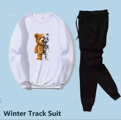 2 Pcs Men's Fleece Printed Sweatshirt Track Suit