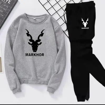 2 Pcs Men's Fleece Printed Sweatshirt Track Suit