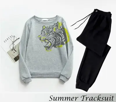 2 Pcs Men's Fleece Printed Sweatshirt Track Suit