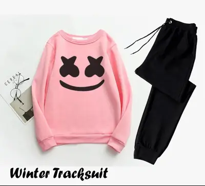 2 Pcs Men's Fleece Printed Sweatshirt Track Suit