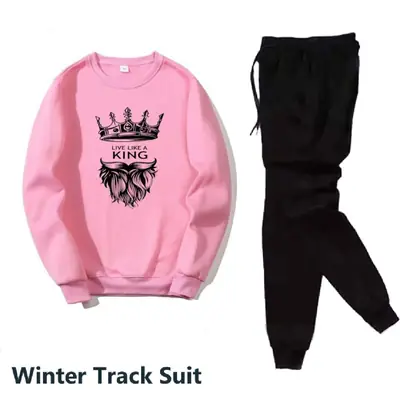 2 Pcs Men's Fleece Printed Sweatshirt Track Suit