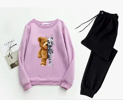 2 Pcs Men's Fleece Printed Sweatshirt Track Suit